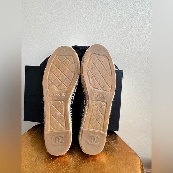 CHANEL Black Lambskin Leather Espadrilles, Size 9-9.5 (Chanel size 40) - Picture 10 of 16